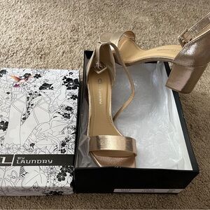 CL by Laundry Gold Block Heel Sandals